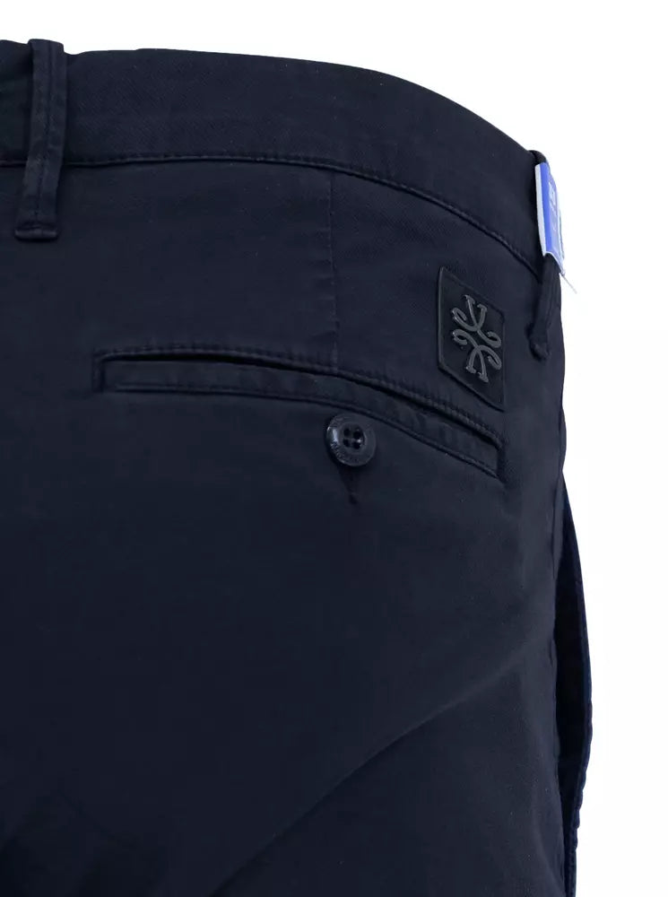 Navy Blue Cotton Chino Pants - Slim Fit