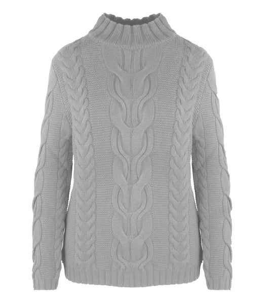 Chic Braided Wool-Cashmere Women's Turtleneck