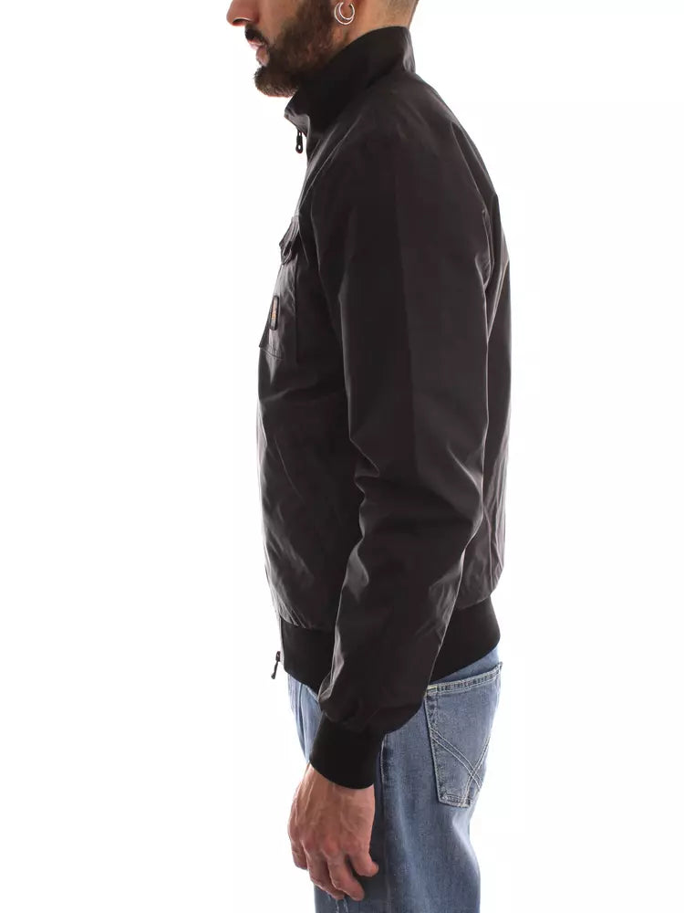 Sleek Nylon Jacket with Side and Breast Pockets