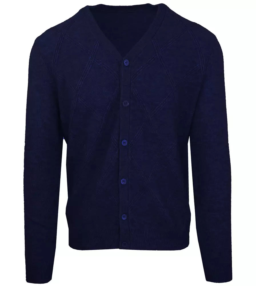 Elegant Wool-Cashmere Men's V-Neck Cardigan