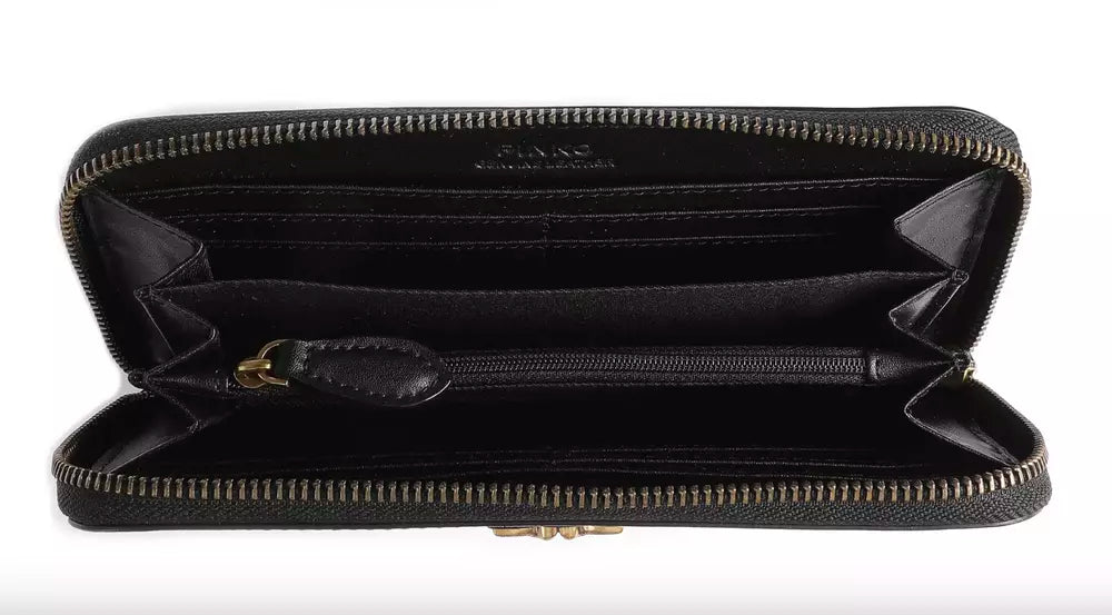 Elegant Black Leather Zip Wallet