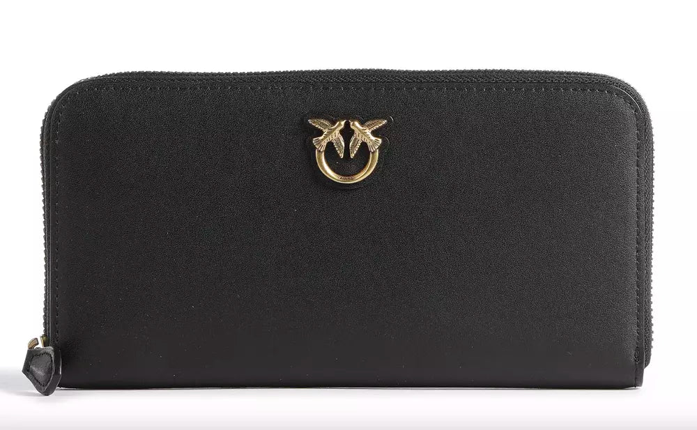 Elegant Black Leather Zip Wallet