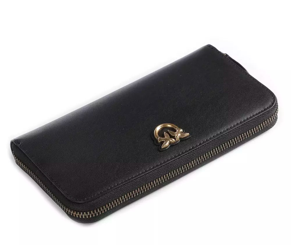 Elegant Black Leather Zip Wallet