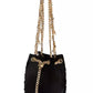 Chic Velvet Mini Bucket Bag with Gourmette Chain
