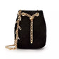 Chic Velvet Mini Bucket Bag with Gourmette Chain