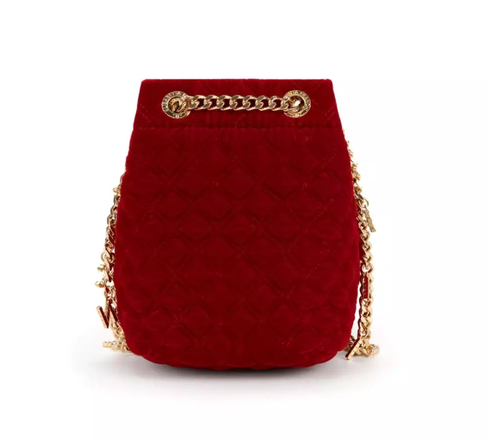 Chic Quilted Velvet Mini Bucket Bag