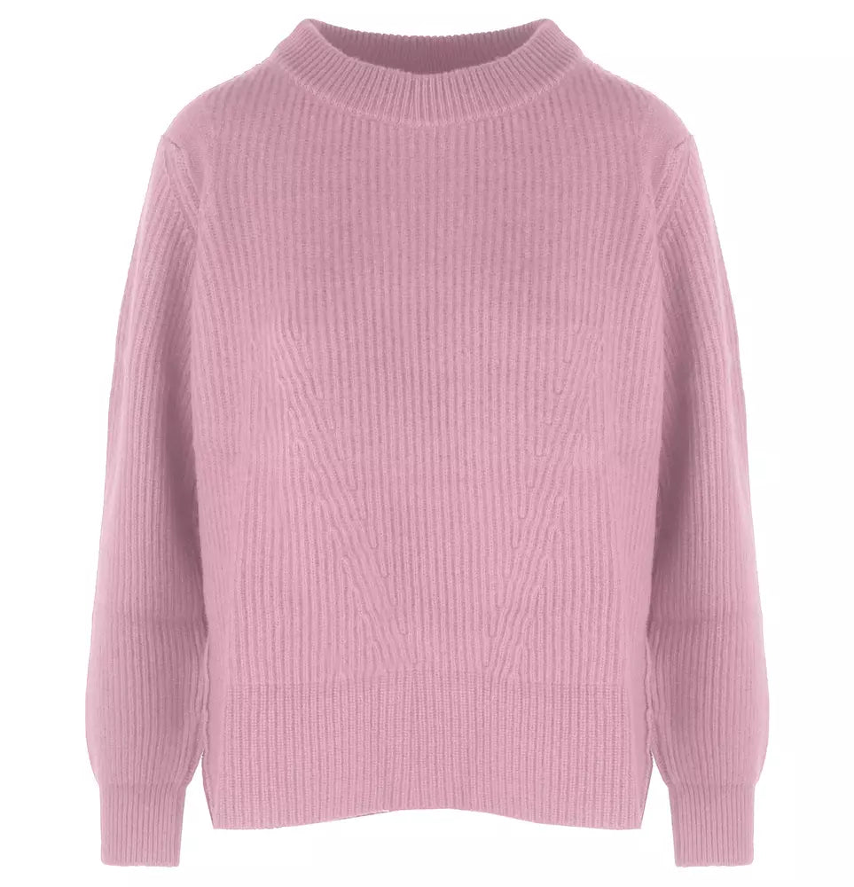 Chic Ribbed Wool-Cashmere Crew Neck Sweater