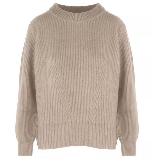 Elegant Cashmere Crew Neck Sweater in Beige