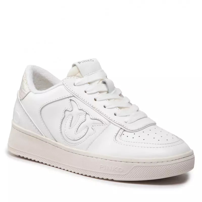 Chic White Calfskin Sneakers with Croco Detail