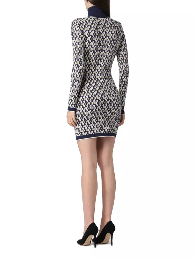 Sleek Turtleneck Logo Motif Dress