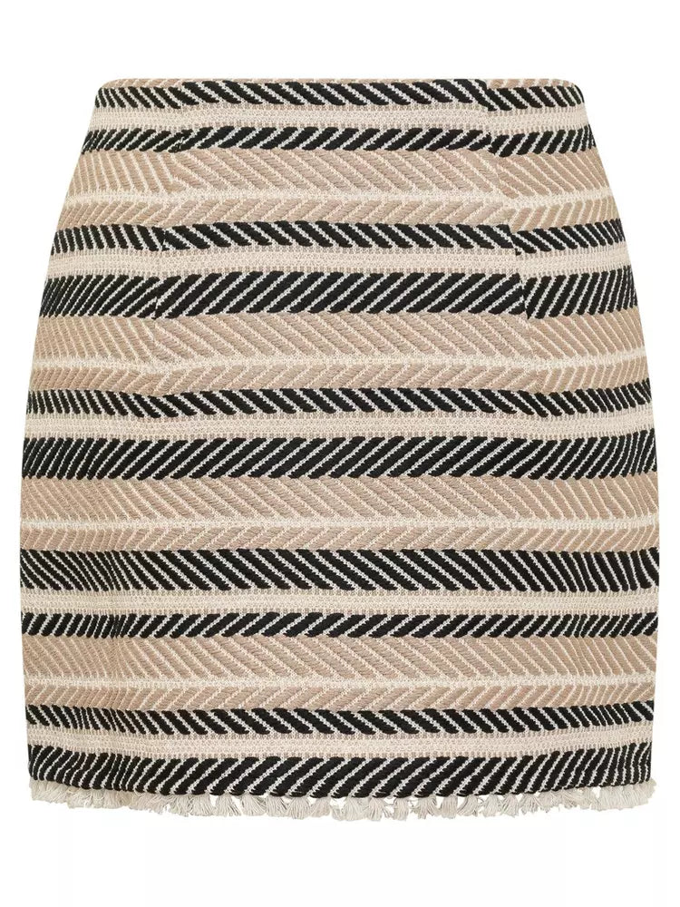 Chic Herringbone Miniskirt with Tufted Hem