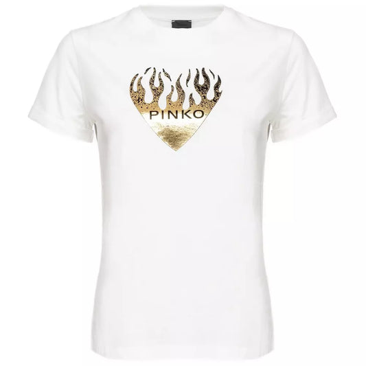 Chic White Cotton Tee with Signature Design