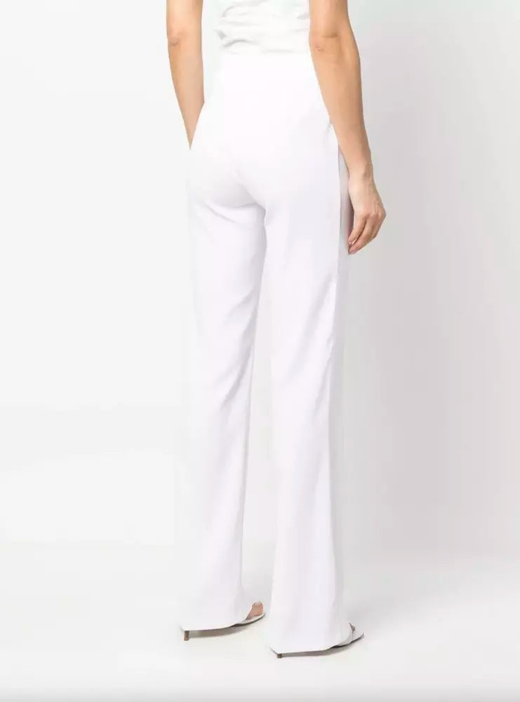 Elegant White Split-Hem Stretchy Trousers