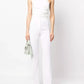 Elegant White Split-Hem Stretchy Trousers