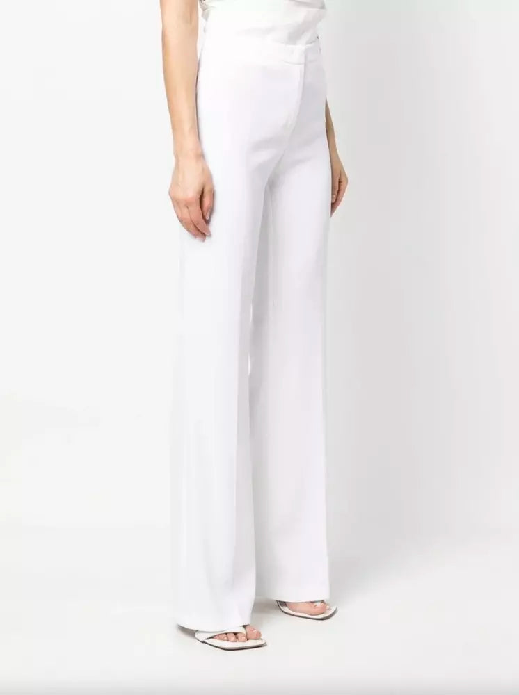 Elegant White Split-Hem Stretchy Trousers