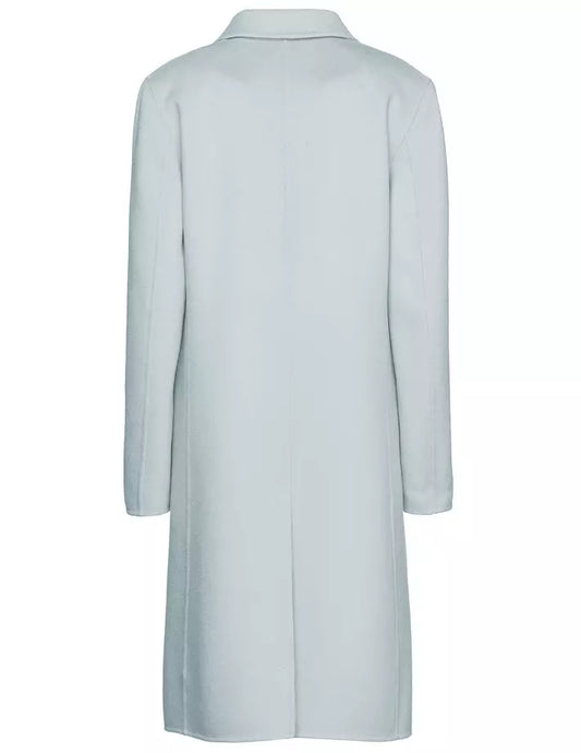 Chic Light Blue Wool Blend Coat for Women