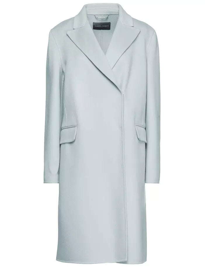 Chic Light Blue Wool Blend Coat for Women