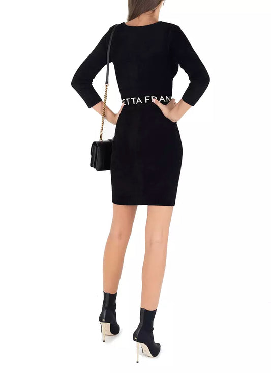 Elegant Wool Blend Sheath Dress with Logo Waistband