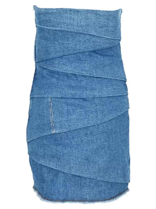 Elegant Denim Sheath Dress with Cotton Lining