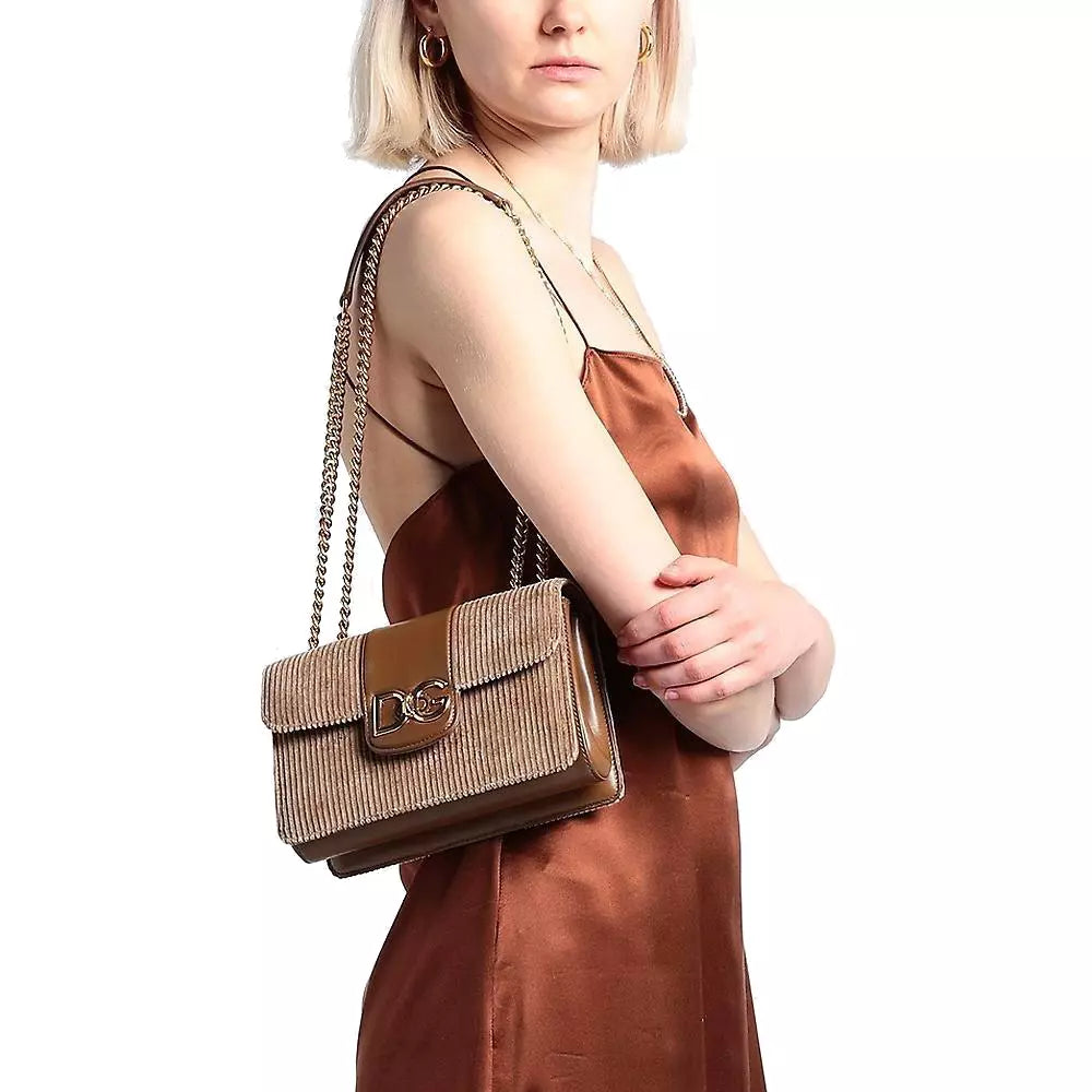 Elegant Calfskin Corduroy Shoulder Bag