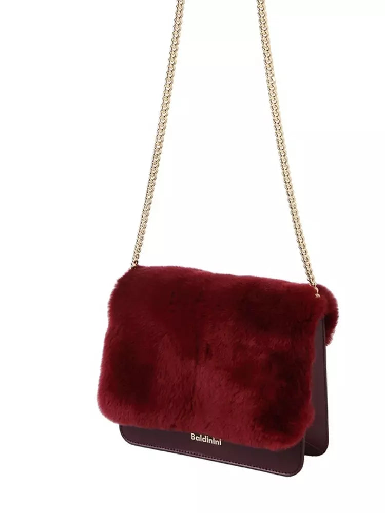 Chic Calfskin Crossbody with Eco-Fur & Chain Strap