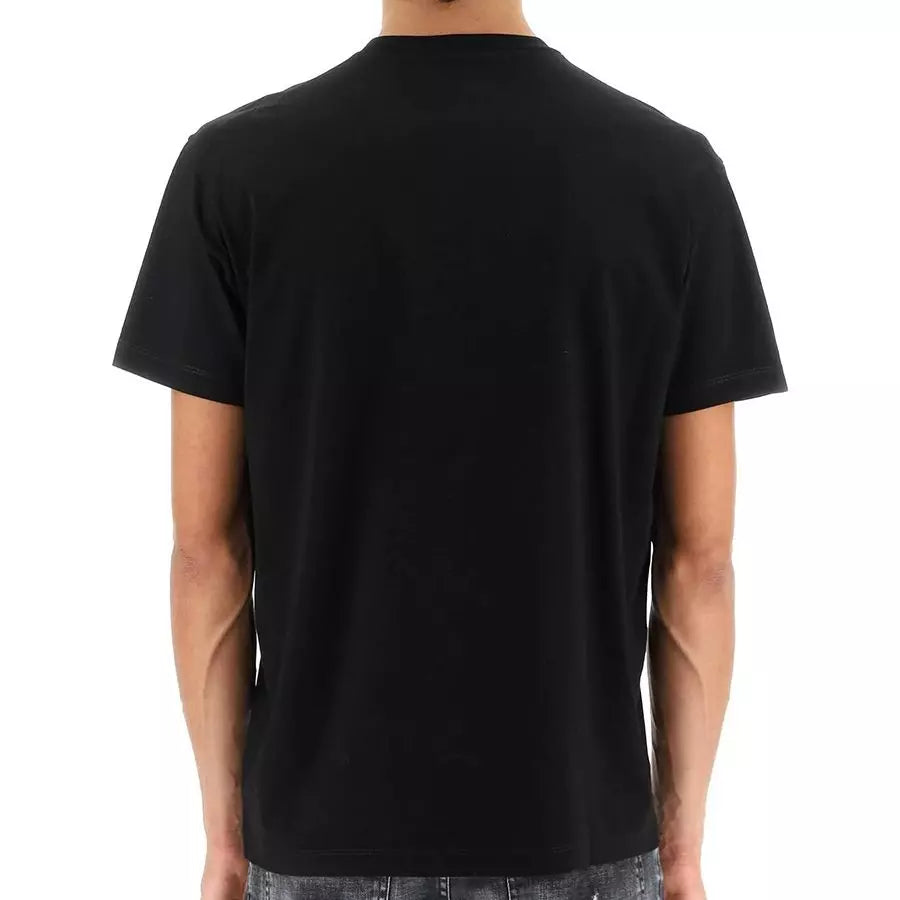 Elegant Black Cotton Tee with Logo Front