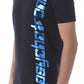 Sleek Black Cotton Tee with Bold Blue Accent