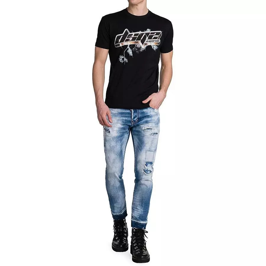 Sleek Black Graphic Tee for the Modern Man