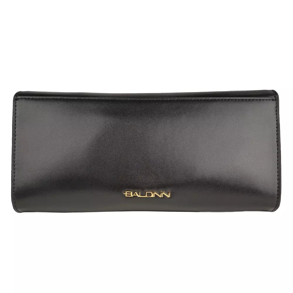 Elegant Black Calfskin Clutch with Strap