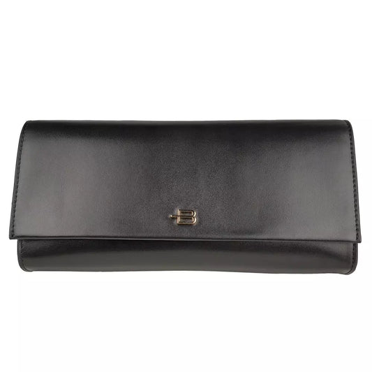 Elegant Black Calfskin Clutch with Strap