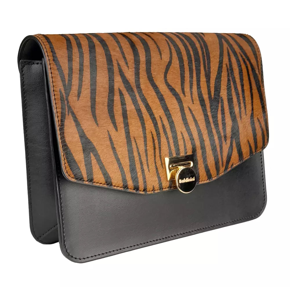 Zebra Print Flap Calfskin Shoulder Bag