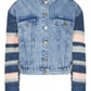 Chic Striped Sleeve Denim Jacket