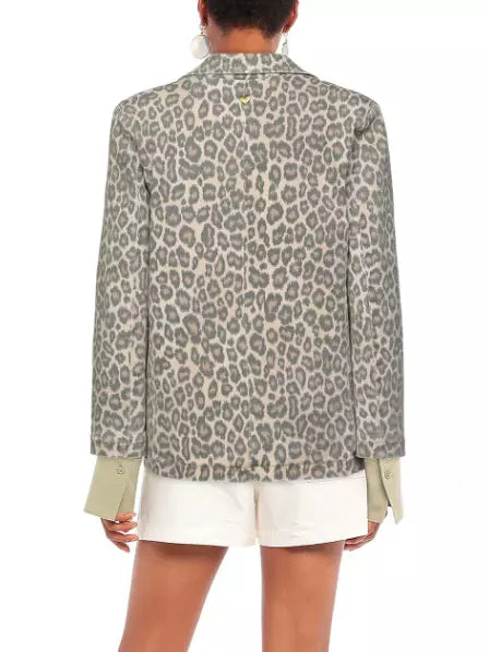 Chic Leopard Print One-Button Jacket