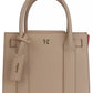 Elegant Beige Leather Shoulder Bag with Accordion Design