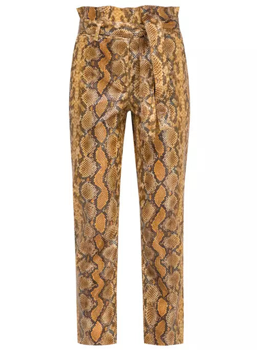 Chic Python Print Eco-Leather Trousers