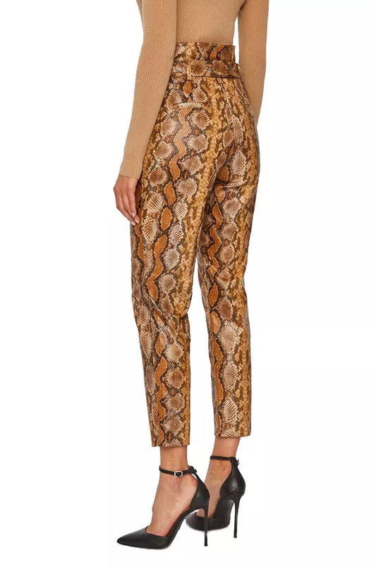 Chic Python Print Eco-Leather Trousers