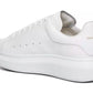 Elegant White Leather Lace-Up Sneakers with Oversized Sole