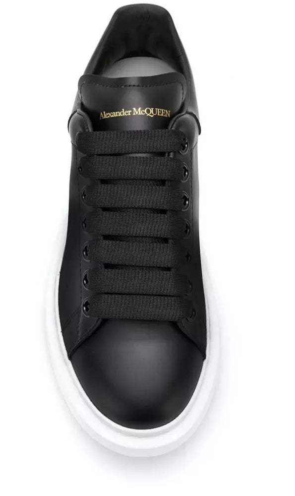 Sleek Black Classic Leather Sneakers