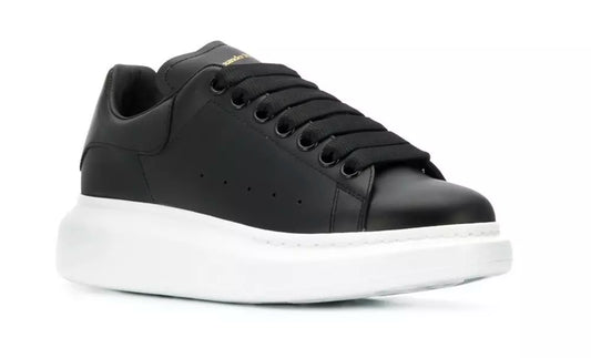 Sleek Black Classic Leather Sneakers