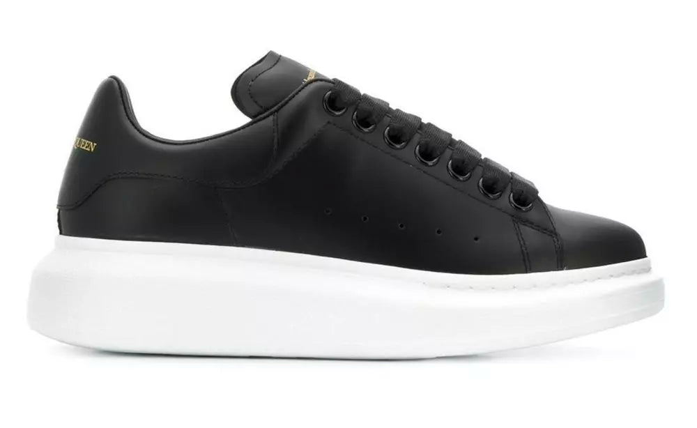 Sleek Black Classic Leather Sneakers