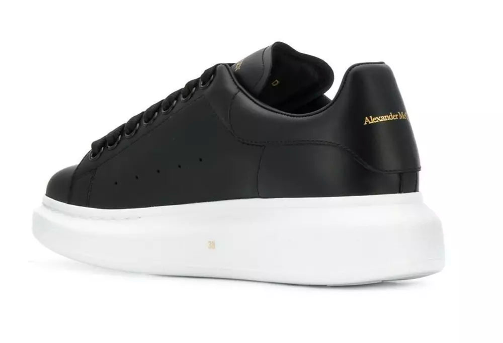 Sleek Black Classic Leather Sneakers