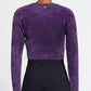 Elegant Purple Crew-Neck Cardigan
