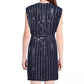 Elegant Blue V-Neck Sequined Midi Dress
