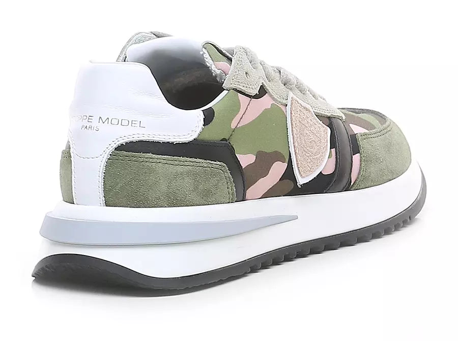 Chic Army Suede-Trimmed Fabric Sneakers