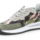 Chic Army Suede-Trimmed Fabric Sneakers
