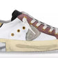 Elegant White Leather Sneakers with Suede Accents