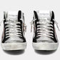 Elegant Gray Leather Sneakers with Sequin Details