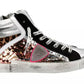 Elegant Gray Leather Sneakers with Sequin Details
