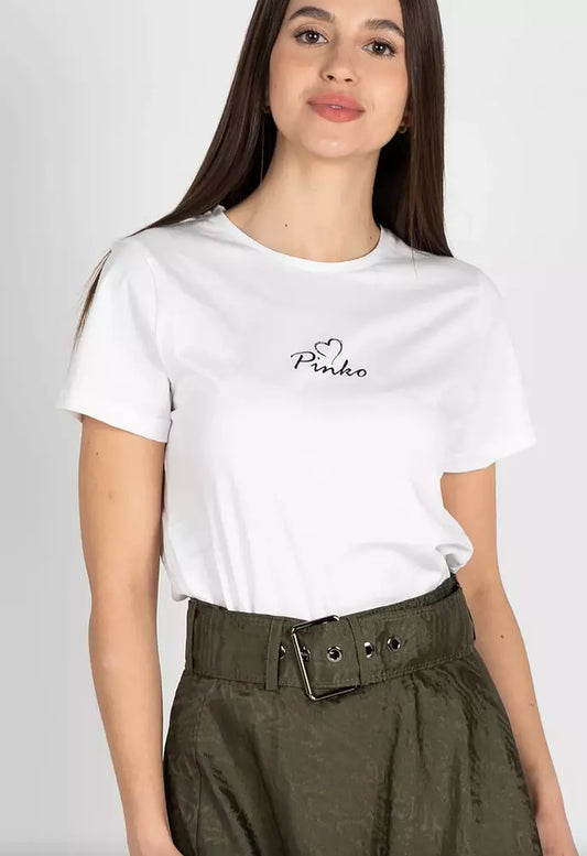 Chic White Cotton Tee with Front Print