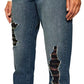 Chic High-Waisted Distressed Sequined Jeans